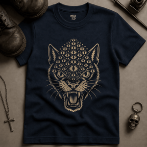 Panther Eyes (New Style) T-shirt - True Navy - S - Inked 13 Ltd Unisex alternative tattoo apparel