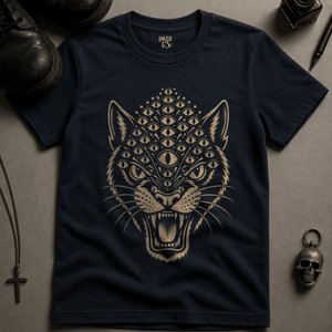 Panther Eyes T-shirt (New Style) - True Navy - S - Inked 13 Ltd Unisex alternative tattoo apparel
