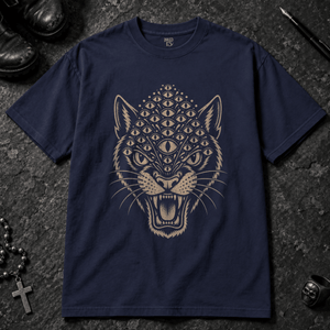 Panther Eyes T-shirt - True Navy - S - Inked 13 - Unisex alternative tattoo apparel.