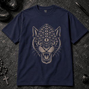 Panther Eyes T-shirt - True Navy - S - Inked 13 - Unisex alternative tattoo apparel.