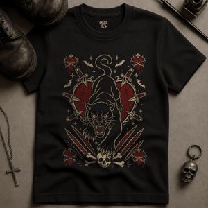 Panther Heart Occult (New Style) T-shirt - Black - S - Inked 13 Ltd Unisex alternative tattoo apparel