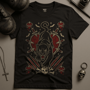 Panther Heart Occult T-Shirt - Black - S - Inked 13 Ltd Unisex alternative tattoo apparel