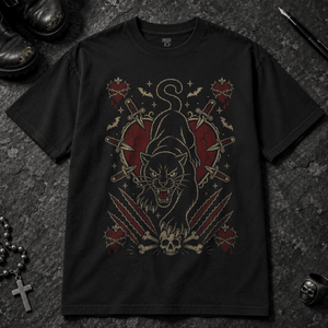 Panther Heart Occult T-shirt - Black - S - Inked 13 - Unisex alternative tattoo apparel.