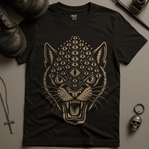 Panther Occult Eyes T-Shirt - Black - S - Inked 13 Ltd Unisex alternative tattoo apparel