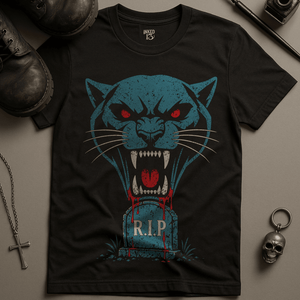 Panther RIP Gravestone T-Shirt - Black - S - Inked 13 Ltd Unisex alternative tattoo apparel