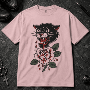 Panther Rose T-shirt - Blossom - S - Inked 13 - Unisex alternative tattoo apparel.