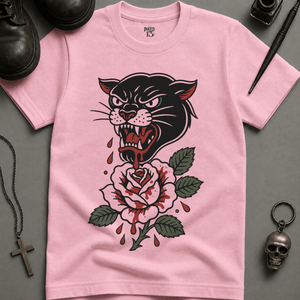 Panther Rose T-shirt (New Style) - Blossom - S - Inked 13 Ltd Unisex alternative tattoo apparel
