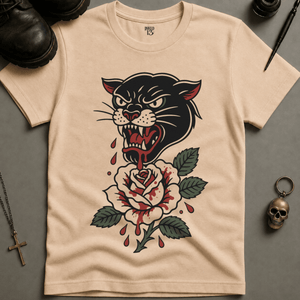 Panther Rose T-shirt (New Style) - Ivory - S - Inked 13 Ltd Unisex alternative tattoo apparel