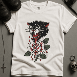 Panther Rose T-shirt (New Style) - White - S - Inked 13 Ltd Unisex alternative tattoo apparel
