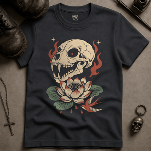 Panther Skull T-shirt - Graphite - S - Inked 13 Ltd Unisex alternative tattoo apparel