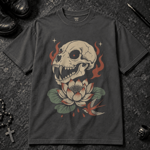 Panther Skull T-shirt - Graphite - S - Inked 13 - Unisex alternative tattoo apparel.
