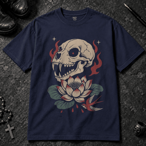 Panther Skull T-shirt - True Navy - S - Inked 13 - Unisex alternative tattoo apparel.