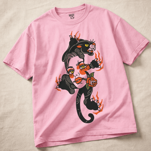 Panther Woman Heavyweight T-shirt - Blossom - XL - Inked 13 Ltd Unisex alternative tattoo apparel
