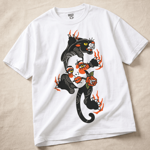 Panther Woman Heavyweight T-shirt - White - S - Inked 13 Ltd Unisex alternative tattoo apparel