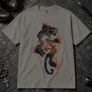 Panther Woman Tattoo T-shirt - Grey - S - Inked 13 - Unisex alternative tattoo apparel.