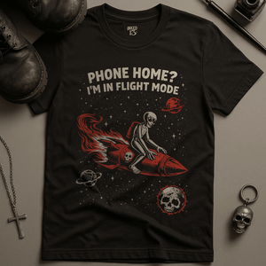 Phone Home Alien T-Shirt - Black - S - Inked 13 Ltd Unisex alternative tattoo apparel