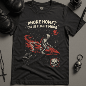 Phone Home Alien T-Shirt - Dark Grey - S - Inked 13 Ltd Unisex alternative tattoo apparel