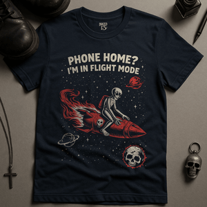 Phone Home Alien T-Shirt - Navy - S - Inked 13 Ltd Unisex alternative tattoo apparel