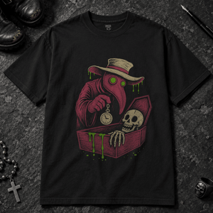 Plague Doctor Time T-shirt - Black - S - Inked 13 - Unisex alternative tattoo apparel.