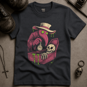 Plague Doctor Time T-shirt - Graphite - S - Inked 13 Ltd Unisex alternative tattoo apparel