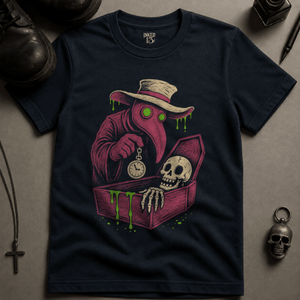 Plague Doctor Time T-shirt - True Navy - S - Inked 13 Ltd Unisex alternative tattoo apparel
