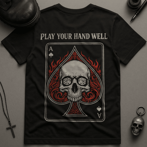 Play Your Hand Well T-Shirt - Black - S - Inked 13 Ltd Unisex alternative tattoo apparel