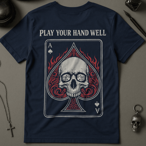 Play Your Hand Well T-Shirt - Navy - S - Inked 13 Ltd Unisex alternative tattoo apparel