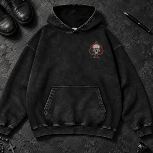 Play Your Hand Well Washed Hoodie - Black Beauty - S - Inked 13 - Unisex alternative tattoo apparel.