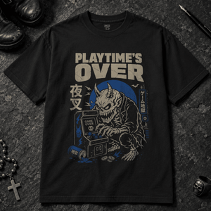 Playtime's Over T-shirt - Black - S - Inked 13 - Unisex alternative tattoo apparel.