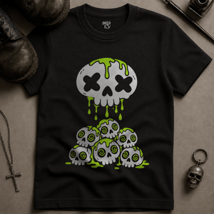 Psychedelic Slime Skulls T-shirt - Black - S - Inked 13 Ltd Unisex alternative tattoo apparel