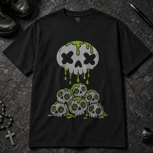 Psychedelic Slime Skulls T-shirt - Black - S - Inked 13 - Unisex alternative tattoo apparel.