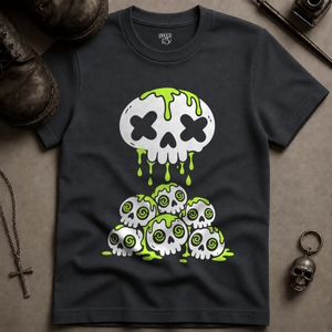 Psychedelic Slime Skulls T-shirt - Graphite - S - Inked 13 Ltd Unisex alternative tattoo apparel