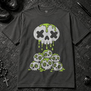 Psychedelic Slime Skulls T-shirt - Graphite - S - Inked 13 - Unisex alternative tattoo apparel.