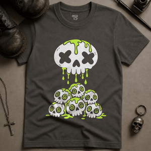 Psychedelic Slime Skulls T-shirt - Pepper - S - Inked 13 Ltd Unisex alternative tattoo apparel