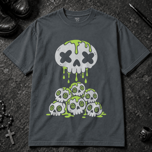 Psychedelic Slime Skulls T-shirt - Pepper - S - Inked 13 - Unisex alternative tattoo apparel.
