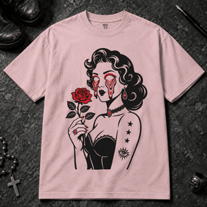 Psychedelic Woman Rose T-shirt - Blossom - S - Inked 13 - Unisex alternative tattoo apparel.
