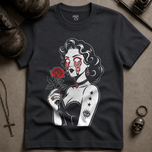 Psychedelic Woman Rose T-shirt (New Style) - Graphite - S - Inked 13 Ltd Unisex alternative tattoo apparel