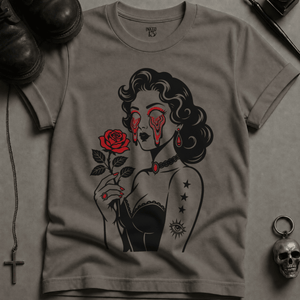 Psychedelic Woman Rose T-shirt (New Style) - Grey - S - Inked 13 Ltd Unisex alternative tattoo apparel