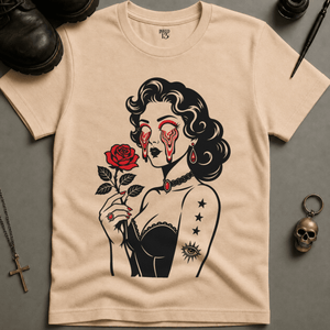 Psychedelic Woman Rose T-shirt (New Style) - Ivory - S - Inked 13 Ltd Unisex alternative tattoo apparel