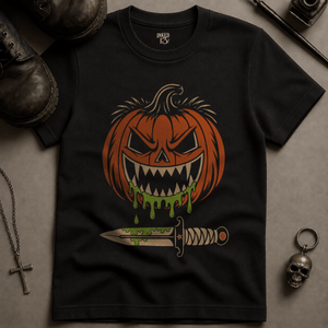 Pumpkin Slimy Dagger T-shirt - Black - S - Inked 13 Ltd Unisex alternative tattoo apparel