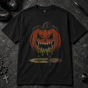 Pumpkin Slimy Dagger T-shirt - Black - S - Inked 13 - Unisex alternative tattoo apparel.