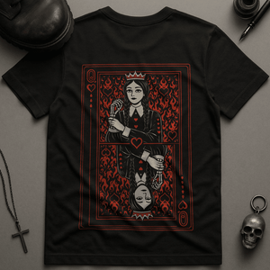 Queen of Fiery Hearts T-Shirt - Black - S - Inked 13 Ltd Unisex alternative tattoo apparel