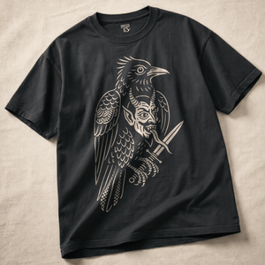 Raven Devil Heavyweight T-shirt - Black - S - Inked 13 Ltd Unisex alternative tattoo apparel