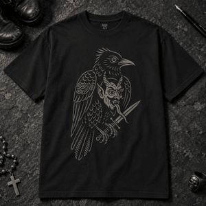 Raven Devil T-shirt - Black - S - Inked 13 - Unisex alternative tattoo apparel.