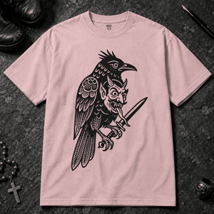 Raven Devil T-shirt - Blossom - S - Inked 13 - Unisex alternative tattoo apparel.