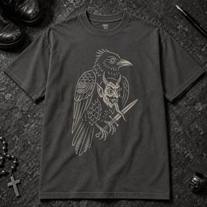 Raven Devil T-shirt - Graphite - S - Inked 13 - Unisex alternative tattoo apparel.
