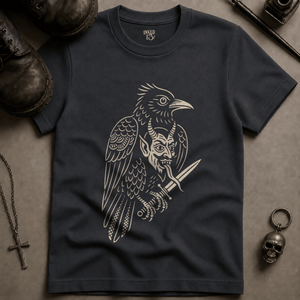 Raven Devil T-shirt (New Style) - Graphite - S - Inked 13 Ltd Unisex alternative tattoo apparel