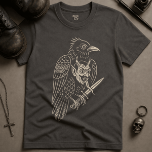 Raven Devil T-shirt (New Style) - Pepper - S - Inked 13 Ltd Unisex alternative tattoo apparel