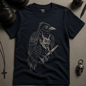 Raven Devil T-shirt (New Style) - True Navy - S - Inked 13 Ltd Unisex alternative tattoo apparel