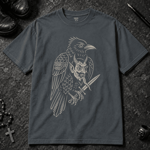 Raven Devil T-shirt - Pepper - S - Inked 13 - Unisex alternative tattoo apparel.